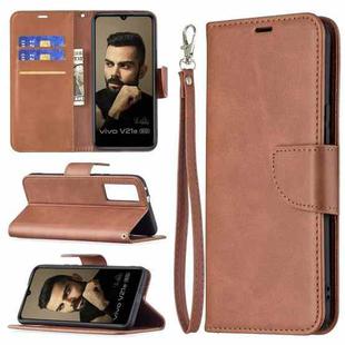 For vivo V21e 5G Retro Lambskin Texture Pure Color Horizontal Flip PU Leather Case with Holder & Card Slots & Wallet & Lanyard(Brown)