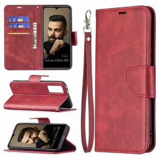 For vivo V21e 5G Retro Lambskin Texture Pure Color Horizontal Flip PU Leather Case with Holder & Card Slots & Wallet & Lanyard(Red)