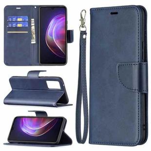 For vivo V21 Retro Lambskin Texture Pure Color Horizontal Flip PU Leather Case with Holder & Card Slots & Wallet & Lanyard(Blue)