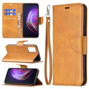 For vivo V21 Retro Lambskin Texture Pure Color Horizontal Flip PU Leather Case with Holder & Card Slots & Wallet & Lanyard(Yellow)