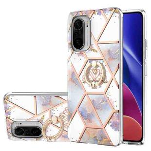 For Xiaomi Mi 11i / Poco F3 / Redmi K40 / Redmi K40 Pro Electroplating Splicing Marble Flower Pattern TPU Shockproof Case with Rhinestone Ring Holder(Imperial Crown)