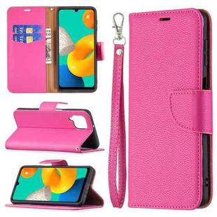 For Samsung Galaxy M32 Litchi Texture Pure Color Horizontal Flip Leather Case with Holder & Card Slots & Wallet & Lanyard(Rose Red)