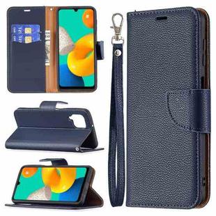 For Samsung Galaxy M32 Litchi Texture Pure Color Horizontal Flip Leather Case with Holder & Card Slots & Wallet & Lanyard(Dark Blue)