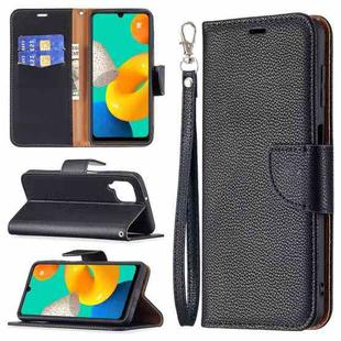 For Samsung Galaxy M32 Litchi Texture Pure Color Horizontal Flip Leather Case with Holder & Card Slots & Wallet & Lanyard(Black)