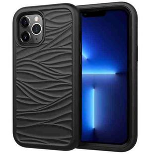 For iPhone 13 Pro Wave Pattern 3 in 1 Silicone + PC Shockproof Protective Case (Black)