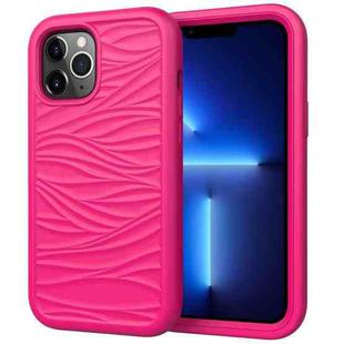 For iPhone 13 Pro Wave Pattern 3 in 1 Silicone + PC Shockproof Protective Case (Hot Pink)