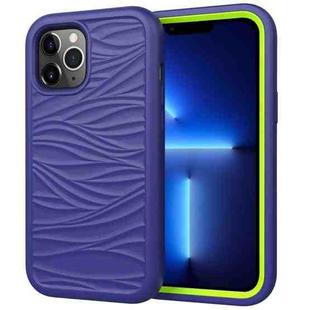 For iPhone 13 Pro Max Wave Pattern 3 in 1 Silicone + PC Shockproof Protective Case (Navy+Olivine)
