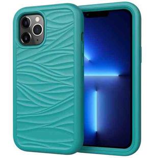 For iPhone 13 Pro Max Wave Pattern 3 in 1 Silicone + PC Shockproof Protective Case (Dark Sea Green)