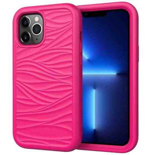 For iPhone 13 Pro Max Wave Pattern 3 in 1 Silicone + PC Shockproof Protective Case (Hot Pink)