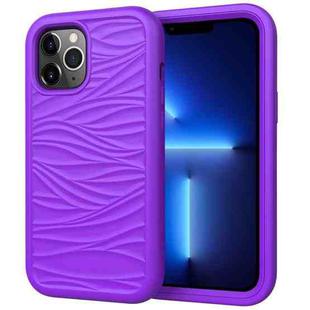 For iPhone 13 Pro Max Wave Pattern 3 in 1 Silicone + PC Shockproof Protective Case (Purple)