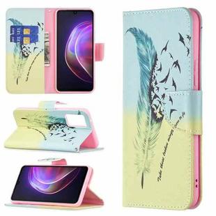 For vivo V21 Colored Drawing Pattern Horizontal Flip Leather Case with Holder & Card Slots & Wallet(Feather Bird)