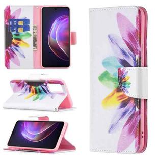 For vivo V21 Colored Drawing Pattern Horizontal Flip Leather Case with Holder & Card Slots & Wallet(Sun Flower)