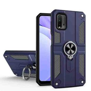 For Xiaomi Poco M3 / Redmi 9 Power Carbon Fiber Pattern PC + TPU Protective Case with Ring Holder(Sapphire Blue)