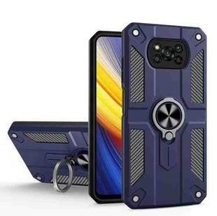 For Xiaomi Poco X3 Carbon Fiber Pattern PC + TPU Protective Case with Ring Holder(Sapphire Blue)