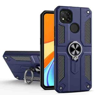 For Xiaomi Redmi 9C Carbon Fiber Pattern PC + TPU Protective Case with Ring Holder(Sapphire Blue)