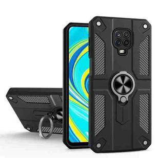 For Xiaomi Redmi Note 9S / Note 9 Pro Carbon Fiber Pattern PC + TPU Protective Case with Ring Holder(Black)