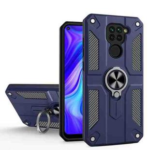For Xiaomi Redmi Note 9 Carbon Fiber Pattern PC + TPU Protective Case with Ring Holder(Sapphire Blue)