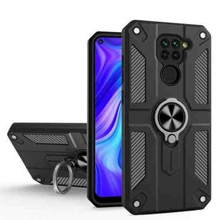 For Xiaomi Redmi Note 9 Carbon Fiber Pattern PC + TPU Protective Case with Ring Holder(Black)