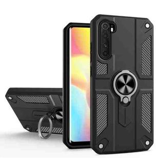 For Xiaomi Mi Note 10 Lite Carbon Fiber Pattern PC + TPU Protective Case with Ring Holder(Black)