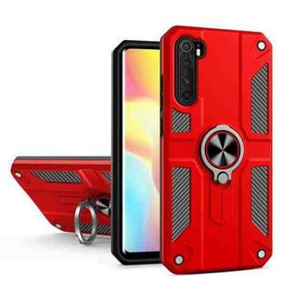 For Xiaomi Mi Note 10 Lite Carbon Fiber Pattern PC + TPU Protective Case with Ring Holder(Red)