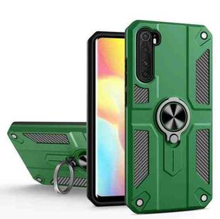 For Xiaomi Mi Note 10 Lite Carbon Fiber Pattern PC + TPU Protective Case with Ring Holder(Dark Green)