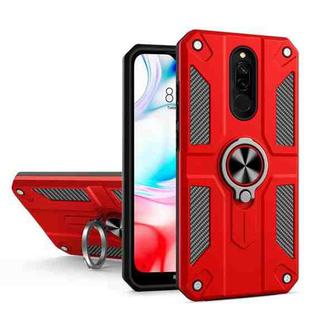 For Xiaomi Redmi 8 Carbon Fiber Pattern PC + TPU Protective Case with Ring Holder(Red)