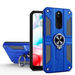 For Xiaomi Redmi 8 Carbon Fiber Pattern PC + TPU Protective Case with Ring Holder(Dark Blue)