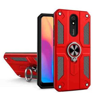 For Xiaomi Redmi 8A Carbon Fiber Pattern PC + TPU Protective Case with Ring Holder(Red)