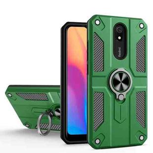 For Xiaomi Redmi 8A Carbon Fiber Pattern PC + TPU Protective Case with Ring Holder(Dark Green)