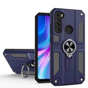 For Xiaomi Redmi Note 8 Carbon Fiber Pattern PC + TPU Protective Case with Ring Holder(Sapphire Blue)