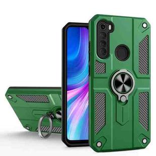 For Xiaomi Redmi Note 8 Carbon Fiber Pattern PC + TPU Protective Case with Ring Holder(Dark Green)