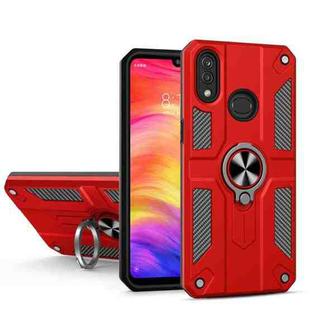 For Xiaomi Redmi Note 7 / Note 7 Pro Carbon Fiber Pattern PC + TPU Protective Case with Ring Holder(Red)