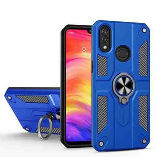For Xiaomi Redmi Note 7 / Note 7 Pro Carbon Fiber Pattern PC + TPU Protective Case with Ring Holder(Dark Blue)