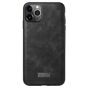 For iPhone 11 Pro SULADA Shockproof TPU + Handmade Leather Protective Case(Black)