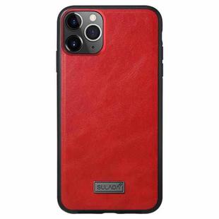 For iPhone 11 Pro SULADA Shockproof TPU + Handmade Leather Protective Case(Red)