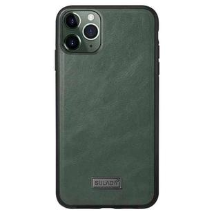 For iPhone 11 Pro SULADA Shockproof TPU + Handmade Leather Protective Case(Green)