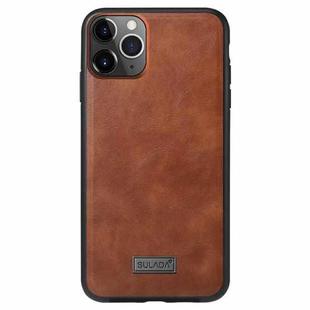 For iPhone 11 Pro SULADA Shockproof TPU + Handmade Leather Protective Case(Brown)