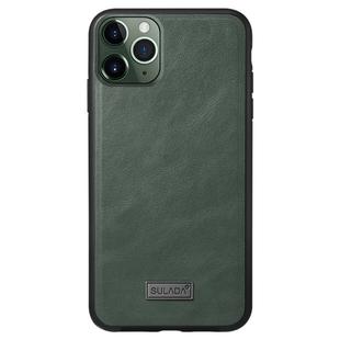For iPhone 11 Pro Max SULADA Shockproof TPU + Handmade Leather Protective Case(Green)