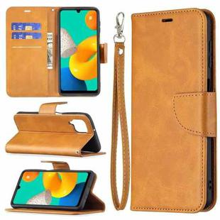 For Samsung Galaxy M32 Retro Lambskin Texture Pure Color Horizontal Flip PU Leather Case with Holder & Card Slots & Wallet & Lanyard(Yellow)