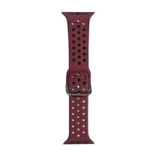 Silicone Watch Band For Apple Watch Ultra 49mm / Series 8&7 45mm / SE 2&6&SE&5&4 44mm / 3&2&1 42mm(Dark Red)