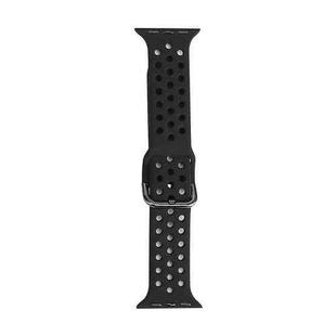 Silicone Watch Band For Apple Watch Ultra 49mm / Series 8&7 45mm / SE 2&6&SE&5&4 44mm / 3&2&1 42mm(Black)