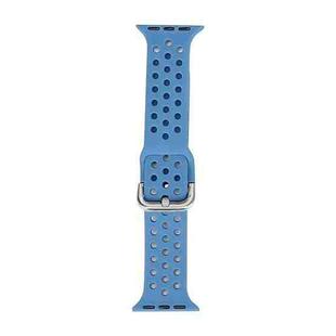 Silicone Watch Band For Apple Watch Series 8&7 41mm / SE 2&6&SE&5&4 40mm / 3&2&1 38mm(Azure Blue)