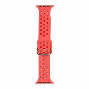 Silicone Watch Band For Apple Watch Series 8&7 41mm / SE 2&6&SE&5&4 40mm / 3&2&1 38mm(Rose Red)