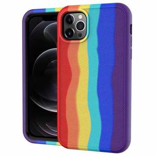 For iPhone 13 Rainbow Silicone +PC Shockproof Skid-proof Dust-proof Case(Rainbow Red)