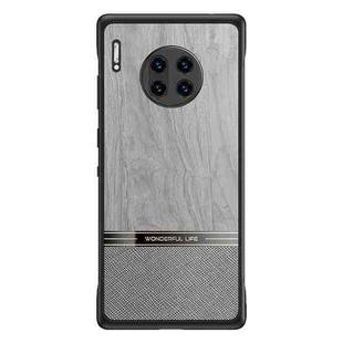 For Huawei Mate 30 Pro Shang Rui Wood Grain Skin PU + TPU Shockproof Case(Grey)