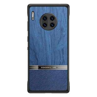 For Huawei Mate 30 Pro Shang Rui Wood Grain Skin PU + TPU Shockproof Case(Blue)