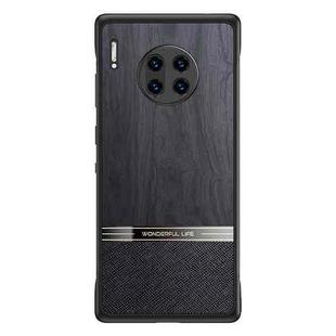 For Huawei Mate 30 Pro Shang Rui Wood Grain Skin PU + TPU Shockproof Case(Black)