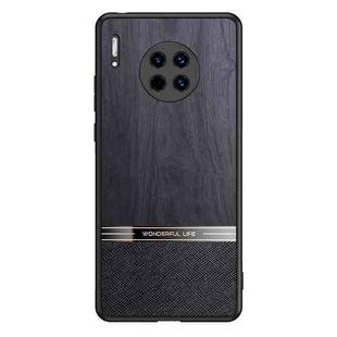 For Huawei Mate 30 Shang Rui Wood Grain Skin PU + TPU Shockproof Case(Black)