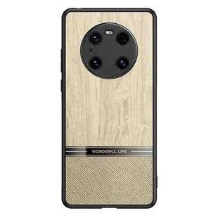 For Huawei Mate 40 Pro Shang Rui Wood Grain Skin PU + TPU Shockproof Case(Wood Color)