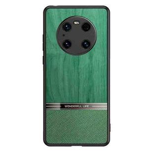 For Huawei Mate 40 Pro Shang Rui Wood Grain Skin PU + TPU Shockproof Case(Green)